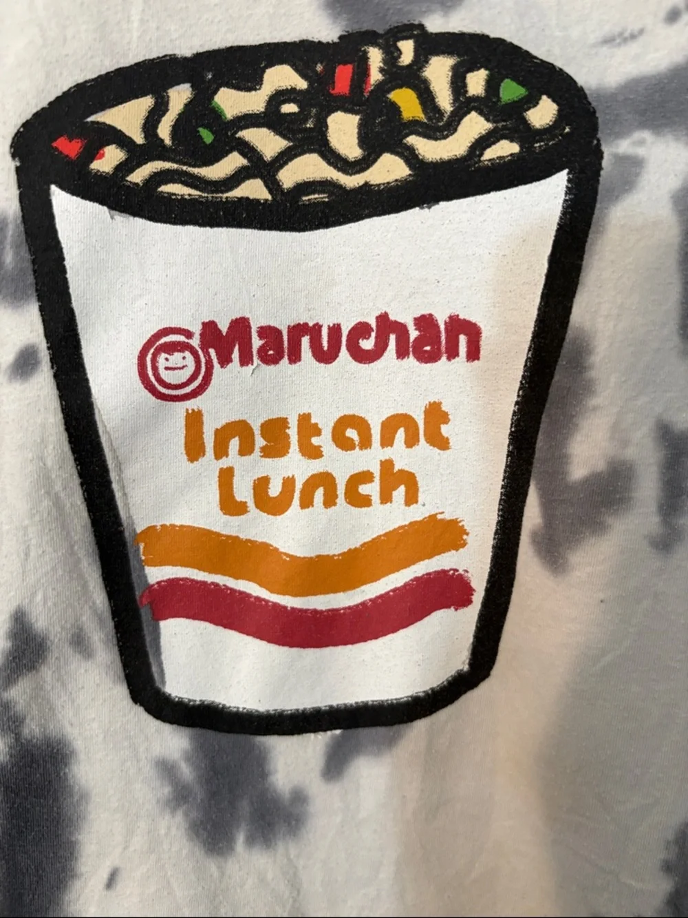 Instant Lunch Tie-Dye Short Sleeve Tee - White & Gray Size LG